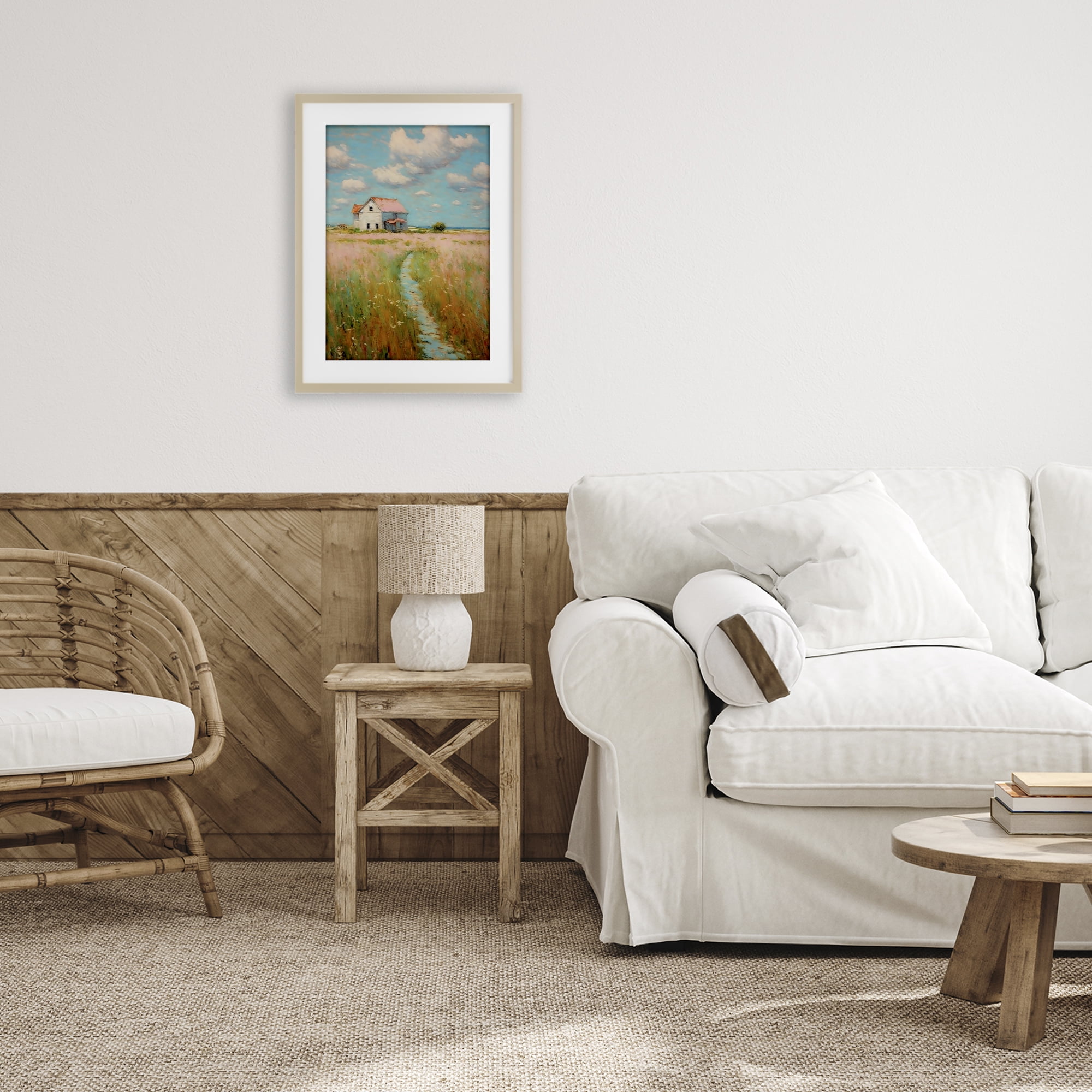 Stupell Industries House in Field of Flowers Birch Framed Print Under Glass, design by Creative Studio