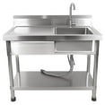 thumbnail image 4 of Stainless Steel Utility Sink, 40 Inch Commercial Kitchen Sink, Freestanding Single Bowl Laundry Sink with Drawer & Cold and Hot Water Pipe for Indoor Outdoor Farmhouse, 4 of 8