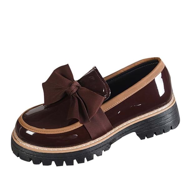 Mujeres Zapatos Casuales Arco Cuero Patente Grueso Suelto Mochilas, las Mujeres Más Tamaño Primavera Verano de Moda Cómodo Multi Color