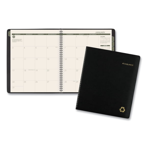 At a Glance AAG70260G05 Recycled Monthly PCW Planner, Black