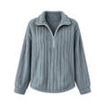 thumbnail image 4 of XAOFW Half Zip Sweatshirts For Women Long Sleeved Turndown Collar Loose Fitting Casual Warm Pullover Sweatshirts Trendy Tops S, 4 of 4