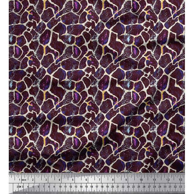 Soimoi Purple Poly Georgette Fabric Giraffe Animal Skin Printed Craft Fabric by The Yard 52 Inch Wide
