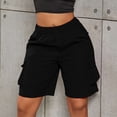 thumbnail image 3 of yillto Women's Cargo Shorts with 6 Pockets Elastic Waist Knee Length Long Hiking Summer Baggy Casual Shorts, 3 of 7