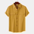 thumbnail image 4 of BJUTIR Men's Shirts Summer Hawaii Solid Short Sleeve Double Pocket Turn Down Collar Button Shirts for Men, 4 of 9