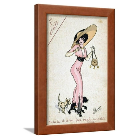 Center Postcard - Vintage French Postcard, 20th Century Framed Print Wall Art