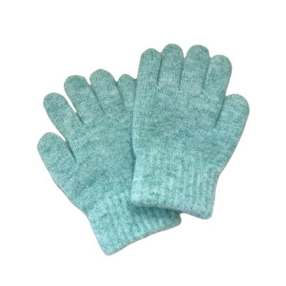 Alkepwun Kid Gloves Solid Color Woolen Knit Thermal Five Finger Glove Ribbed Cuff Windproof Stretch Outdoor Skiing Cycling Mitten Thickened Soft Comfortable Cotton Breathable Christmas New Year Mitts