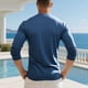 thumbnail image 5 of Blusas y camisas de manga larga y cuello redondo para hombre, casuales, de moda, de color liso, con botones y bolsillos, de manga larga y cuello redondo, de poliéster., 5 of 6