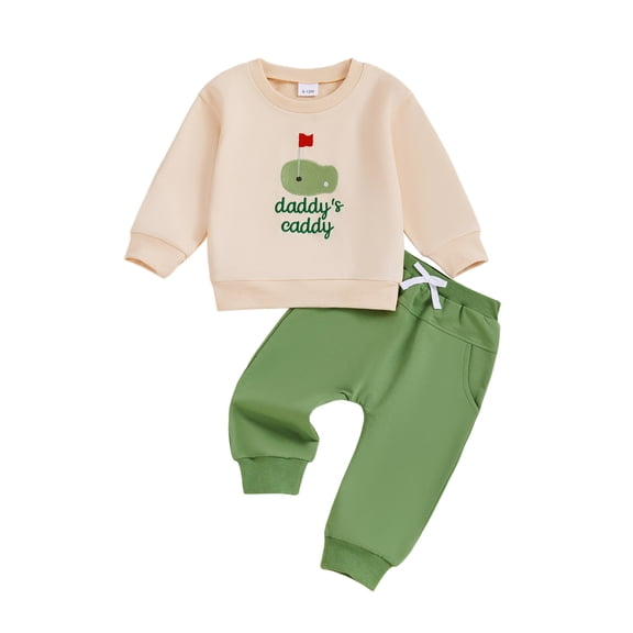 Jxzom Baby Boy Girl Fall Clothes Golf Embroidery Long Sleeve Sweatshirt Pants Set 6 12 18 24 Months 2T 3T 4T Unisex Toddler Winter Outfits