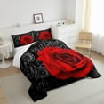 thumbnail image 4 of Erosebridal Red and Black Rose Comforter Set Twin Valentine's Day Bedding for Women Rose Love Romantic Moment Print Quilts Blossom Rose Flowers Duvet Insert 2 Pcs with 1 Pillowcase, 4 of 6