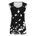 thumbnail image 6 of Floral Printed Tank Tops Womens 5 Button up Shirt Sleeveless O-ring Straps V Neck Summer Vest Tees Blouses Loose Fit (2XL, Black), 6 of 6