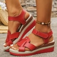 thumbnail image 6 of Domuza Women Orthopedic Wedge Platform Sandals, Adjustable Strap Non Slip Breathable Thick Sole Summer Casual Shoes Red 8.5（EU-41）, 6 of 6