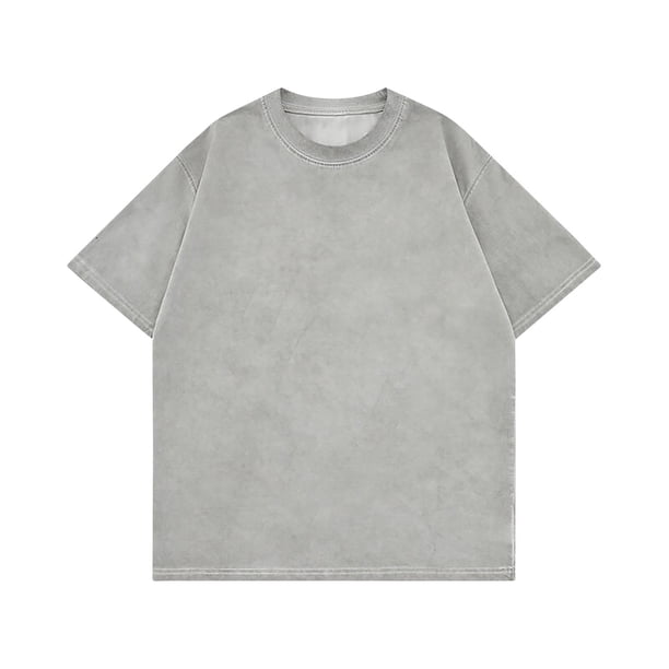 pstuiky camisetas de hombre, Camisas casuales vintage de color liso con cuello redondo y manga corta para hombre camisetas de hombre m