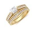 thumbnail image 2 of Exquisite Inexpensive Diamond Bridal Ring Set 2 Carat Princess Cut Diamond on Gold, 2 of 2
