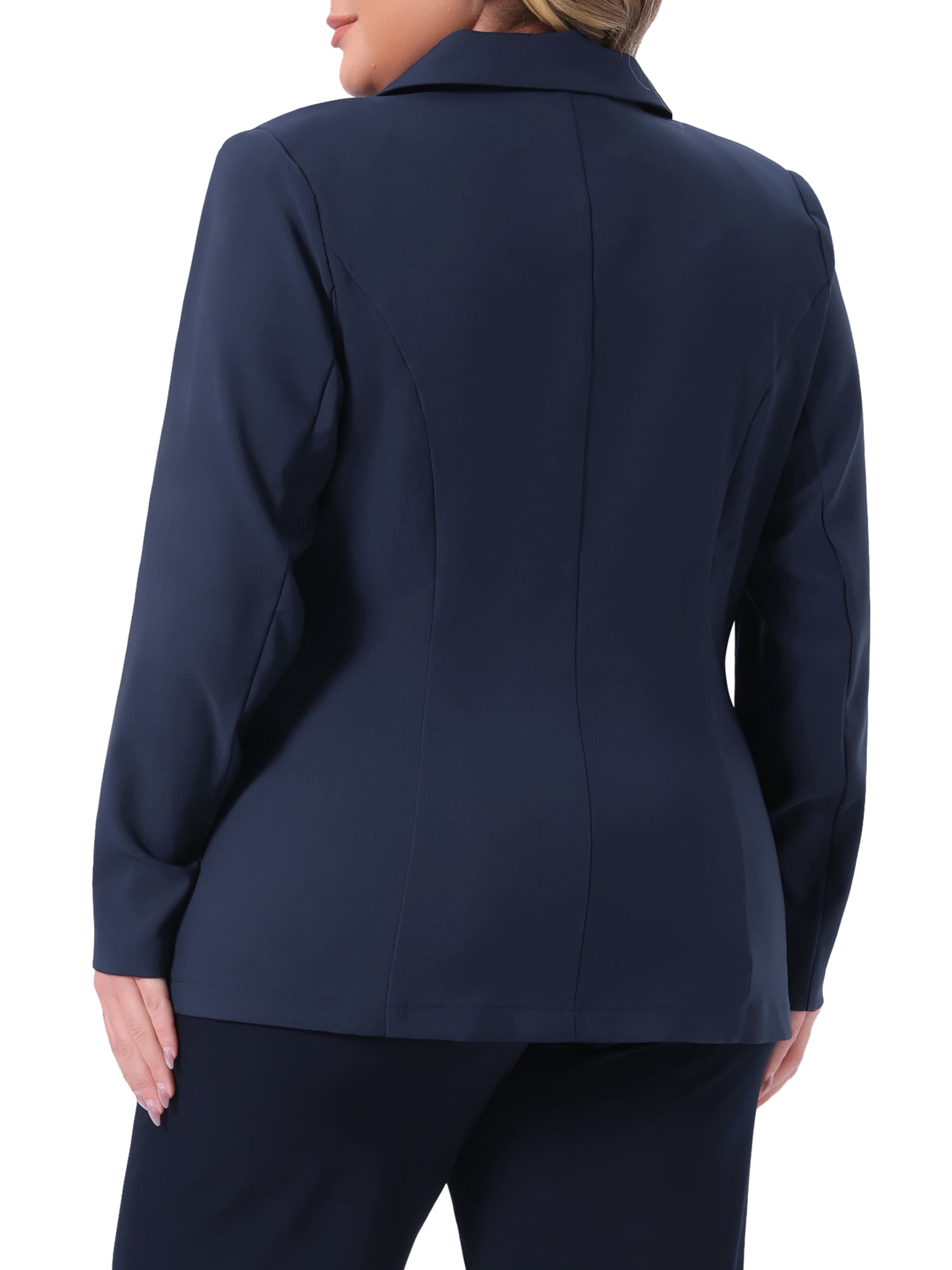 DARING DIVA Women's Plus Notch Lapel Double Breasted Office Work Blazer 3X Navy Blue