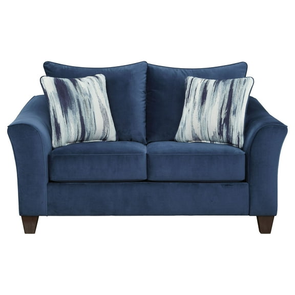 Roundhill Furniture Camero Fabric Pillowback Loveseat in Navy Blue