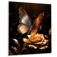 thumbnail image 2 of Designart "Gold and Black Butterfly Essence blooms III In Gold and Yellow"Butterfly Animal Metal Wall Art Gold Modern Living Room Wall Art, 2 of 6