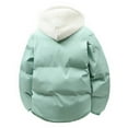 thumbnail image 4 of Women's Hooded Warm Winter Coat Solid Color Zipper Hooded Parkas Double Pockets Long Sleeves Casual Outwear, 4 of 4