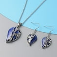 thumbnail image 2 of Blue Lapis Lazuli Costume Jewelry Set Leaf Floral Earrings for Women Necklace Stainless Steel Size 20" Birthday Christmas Gifts for Women, 2 of 9
