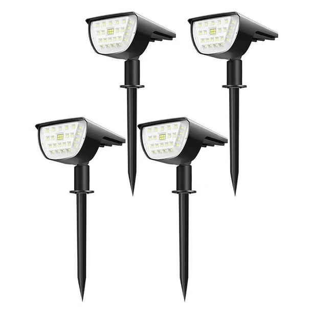 4 piezas - Focos de Luces para Jardín Exterior Modo Paisaje con energía solar. 32 LED, resistente al agua, luz blanca cálida 2 en 1