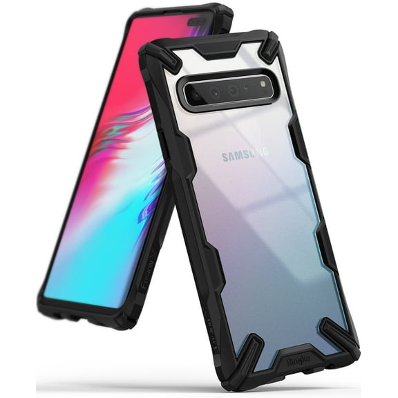 Ringke Fusion-X Case Compatible with Samsung Galaxy S10 5G, Transparent Hard Back Shockproof Advanced Bumper Cover - Black