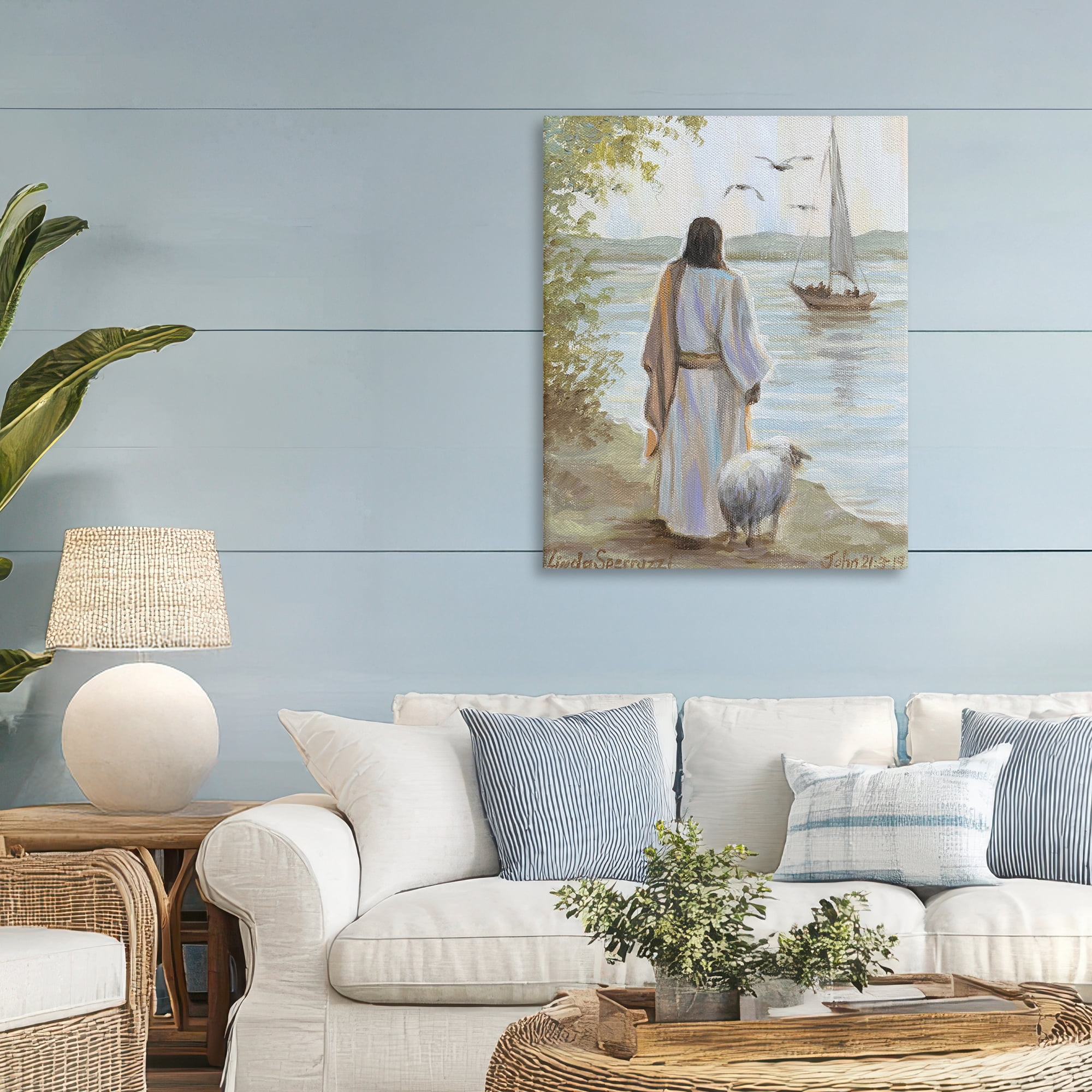 Stupell Industries Jesus Waiting Ashore Canvas Wall Art, design by Linda Sperruzzi