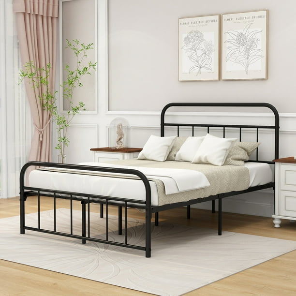 AUFANK Classic Retro Metal Full Size Platform Bed Frame, Black ...