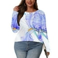 thumbnail image 5 of Viikei Womens Lightweight Crew Neck Long Sleeve Top,Women's Spring/Summer Floral Printed Round Neck Long Sleeve T-shirt White S, 5 of 7