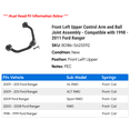 thumbnail image 2 of Front Left Upper Control Arm and Ball Joint Assembly - Compatible with 1998 - 2011 Ford Ranger 1999 2000 2001 2002 2003 2004 2005 2006 2007 2008 2009 2010, 2 of 2