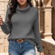 thumbnail image 2 of Gibobby Sueteres Para Mujeres Calientitos Elegantes Suéter De Mujer De Punto Grueso De Cuello De Manga Larga Otoño/Invierno(Gris,XG), 2 of 4