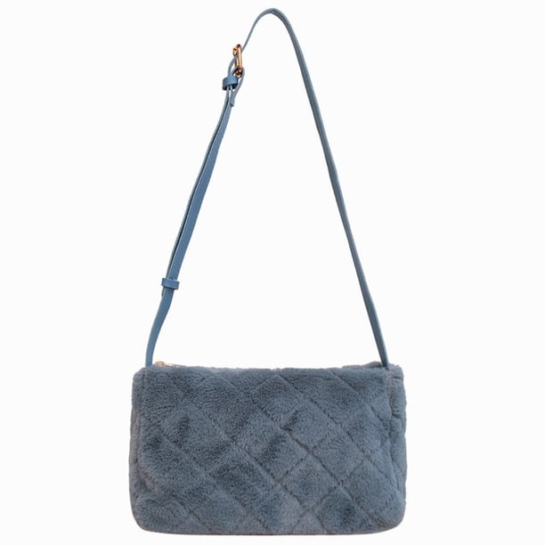 Bolsa De Mensajero Bolsa de hombro de felpa de mensajero con patrón de rombos informal Sólido para el trabajo (Azul) Tmvgtek Para Estrenar