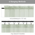 thumbnail image 5 of Patin Light Green Sheer Curtains 36 Inch Length 2 Pcs, Solid Color Rustic Voile Airy Short Kitchen Curtain, Light Filtering Drapes Rod Pockets for Cafe Bedroom Basement, Each Panel 42" W x 36" L, 5 of 9