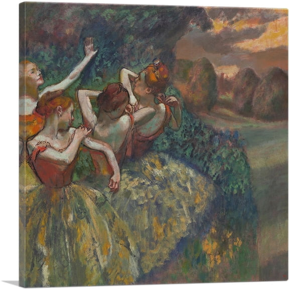 ARTCANVAS Four Dancers 1899 Canvas Art Print by Edgar Degas - Size: 18" x 18" (0.75" Deep)