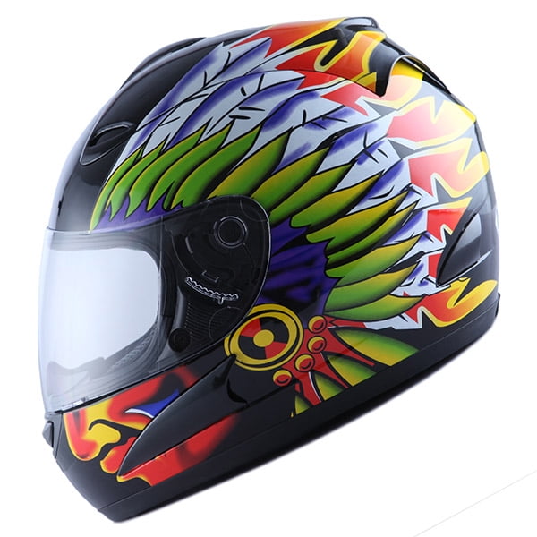 Motorcycle Full Face Helmet Adult Flame Feather Black - Walmart.com - Walmart.com