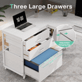 thumbnail image 6 of Reversible L-Shaped Desk with File Cabinet - 53"W×19.7"D, White Finish, 2 Drawers & 2 Shelves - for Home Office, Study & Gaming, 6 of 6