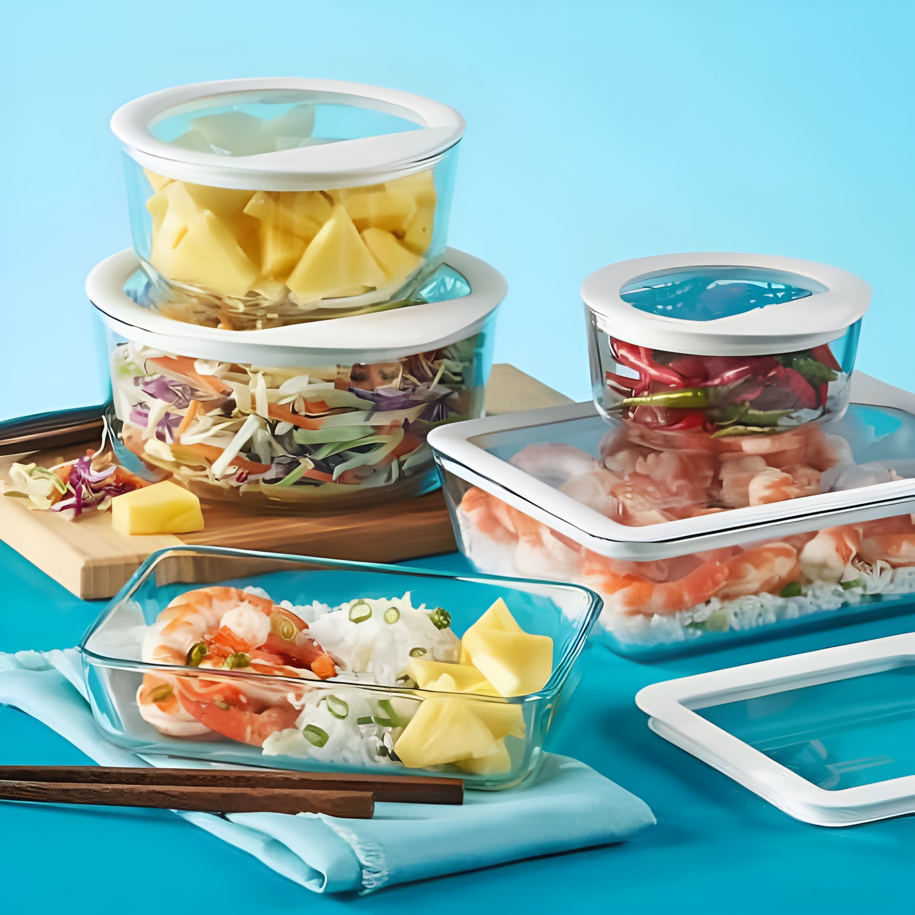 Pyrex 10 Piece Ultimate Glass Food Storage Set with Container Lids Rectangle Oven Safe Walmart