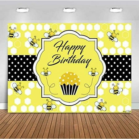 Image of Honey Bee Birthday Backdrop Happy Bee Day First Birthday Photo Backdrops 7x5ft Sweet As Can Bee Background Honeycomb Bumble Bee 1st Birthday Decorations