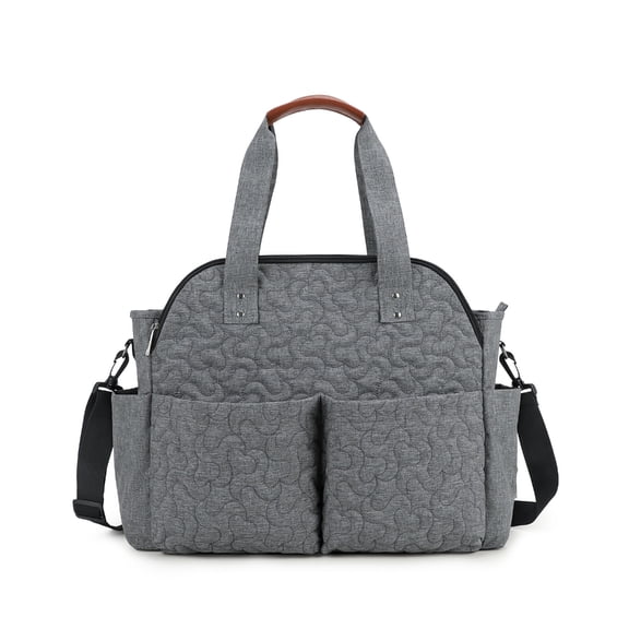 TerraVbie Diaper Bag Large Gray Quilted Large Capacity Crossbody Baby Bag Mommy Bag for Baby Travel Storage