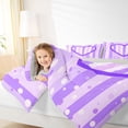 thumbnail image 4 of Homewish Dreamy Purple Cartoon Queen Comforter Set for Kids, Romantic Love Heart Bedding Sets, Modern Fashion Polkadots Reversible Bedding Comforter Set, Super Cozy Room Decor, 3-Piece, 4 of 8