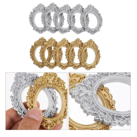Masteelf Set of 10 Mini Resin Photo Frames, Stylish and Unique Design for Home, Office, Desk and Wall Decor