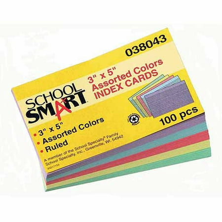 School Smart Ruled Index Cards, 3 x 5 Inches, White, Pack of