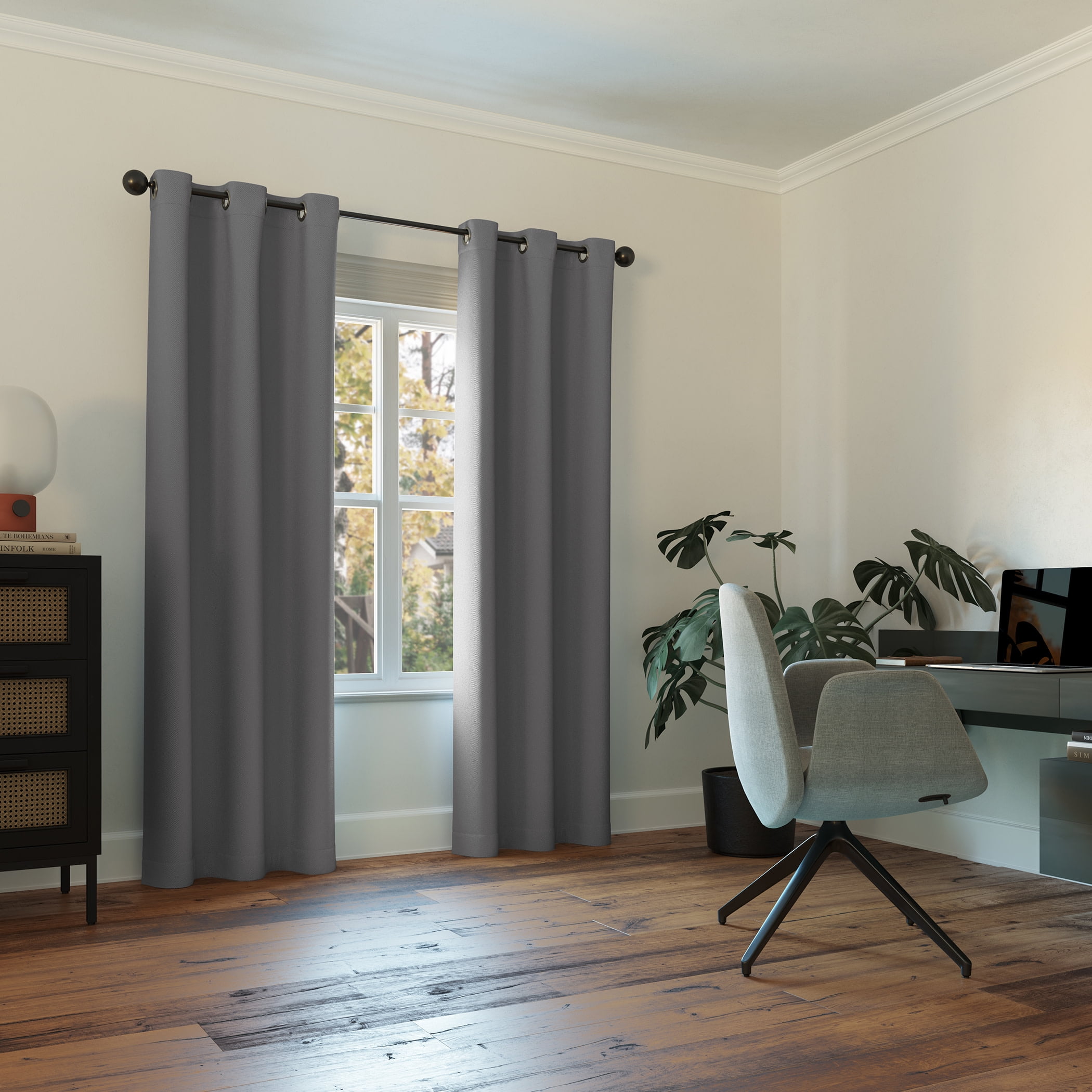 Sun Zero Nolan Energy Efficient Blackout Grommet Curtain Panel, 40"X84", Gray