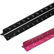 Pack of 2, Architectural Scale Ruler, SourceTon Aluminum Triangular Scale Ruler with Architect Scale, Laser-Etched, 12