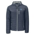 thumbnail image 2 of Men's-Cutter & Buck  Anthracite North Carolina Tar Heels Rainier Eco PrimaLoft Hooded Full-Zip Jacket, 2 of 3