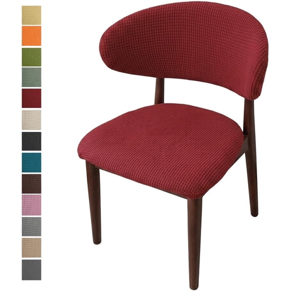 Stretch Jacquard Dining Chair Covers for Curved Back Chairs Set of 2, Elastic Washable Slipcovers Soft Chair Protectors Universal Fit for Dining Room Kitchen,Brick red,Set of 2