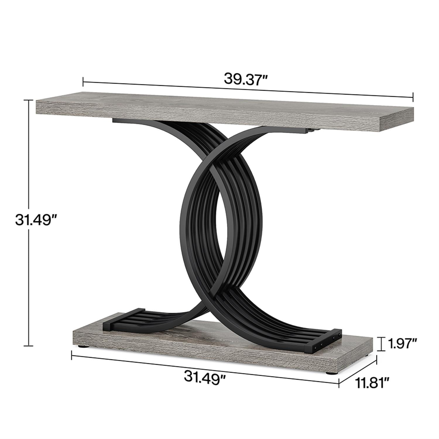 Demi Bonn 39" Console Table, Narrow Faux Marble Entryway Hallway Sofa Table for Hallway, Entrance, Living Room, Bedroom, Gray