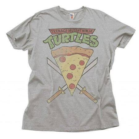 junk food teenage mutant ninja turtles pizza slice adult heather gray t-shirt