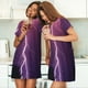 thumbnail image 4 of Fotbe Thunderstorm Violet Purple Bata de Dormir para Mujer con Estampado, Camisón de Algodón de Manga Corta, Ropa de Dormir Casual, 4 of 6