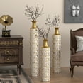 thumbnail image 3 of Aukfa Tall Floor Vase for Flowers,Set of 3 Large Metal Glazed Vase,24.5"/28.75"/33.5",White, 3 of 6