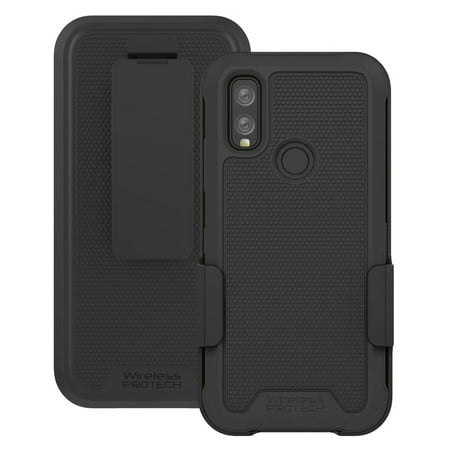 Kyocera DuraSport 5G C6930 Flexible Case and Belt Clip Holster Combo by Wireless ProTech – Black