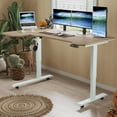 thumbnail image 2 of L-Shaped 59" Height Adjustable Electric Standing Desk,Height Stand Up Computer Desk,Sit and Stand Home Office Desk with Splice Board (Oak Top, White Frame), 2 of 8